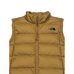 Mens The North Face 550 Goose Down Full Zip Tan Gold Puffer Vest Size XL